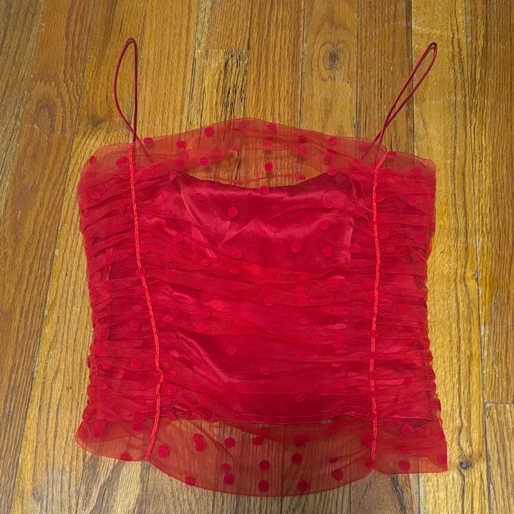 Reformation Red Sheer MeshTank